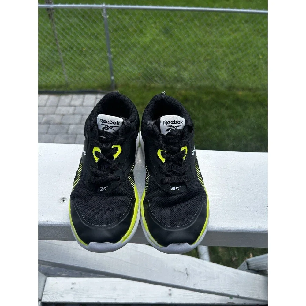 Reebok Boys Running Shoes Black Neon Yellow Size 1K